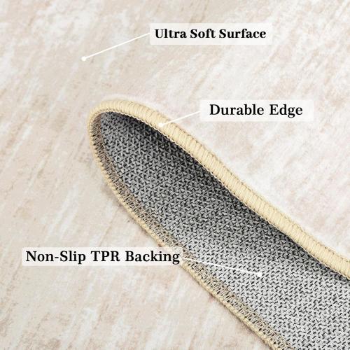 RUGSREAL Washable Rug for Living Room Non-Slip Modern Abstract Area Rug Stain Resistant Large Bedroom Rug Contemporary Accent Throw Floor Carpet Solid Rug for Dining Room Home Decor, Beige