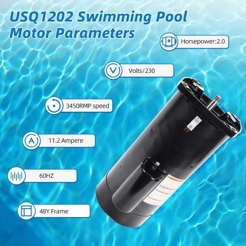 USQ1202 Pool Pump Motor Fit for A.O. Smith for Century Pool and Spa Pump Motor 2HP, 3450 RPM, 48Y Frame, 230V, 60HZ, Square Flange