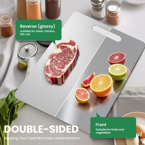 Set of 3 100% Pure Titanium Cutting Board - 13x9 Inch Non-Slip Kitchen Chopping Board, Dishwasher Safe, Scratch Resistant, Easy to Clean, Durable & Hygienic for Meat, Vegetables, and Fruits