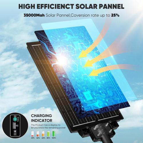 26 Large Solar Street Lights Outdoor Waterproof - 9000W 120000LM Solar Powered Parking Lot Light Dusk to Dawn,Motion Sensor Commercial LED Solar Flood Lights Remote Control for Outside