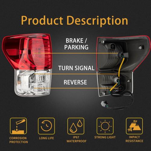 Tail Light Assembly Compatible With 2010-2013 Toyota Tundra Left Driver Side Rear Brake Lamps Wiring Harness Replaces# 815600C070 815500C090 815600C090 TO2800165 TO2800183