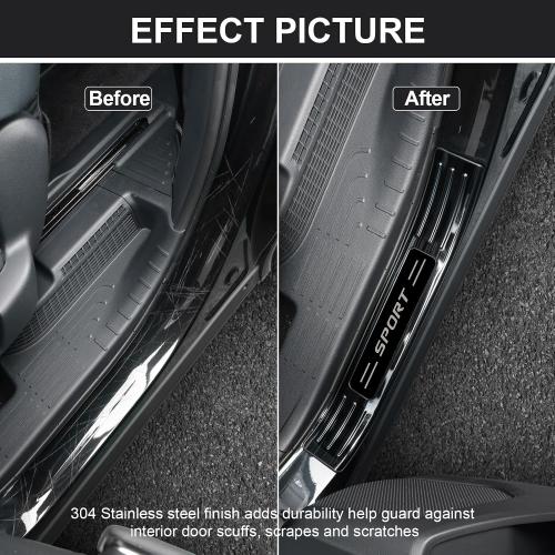 for Toyota Highlander 2026 2025 2024 2023 2022 2021 2020 Door Sill Protector, Premium Stainless Steel Door Entry Guard Plate Cover Accessory Sticker for Highlander, NOT for Grand Highlander- Black
