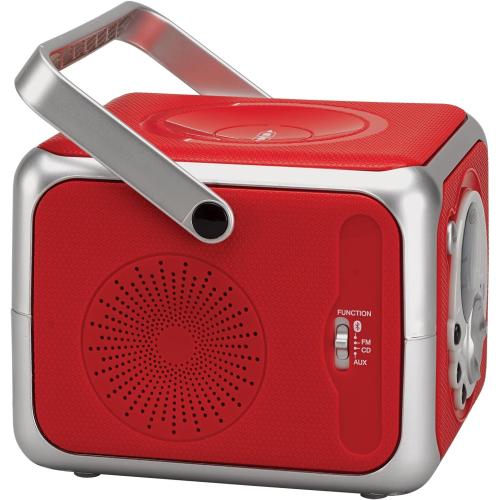 Jensen CD-555RS Red CD Bluetooth Boombox Portable Bluetooth Music System with CD Player  CD-R/RW & FM Radio with Aux-in & Headphone Jack Line-in Limited Edition- (Red)