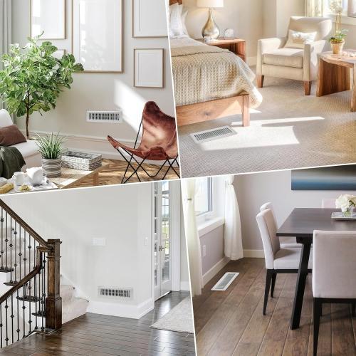 2 x 10 Floor Register - Heavy Duty Steel Walkable Floor Vents - Easy Adjust Air Supply Lever - Vent Covers for Home (White)