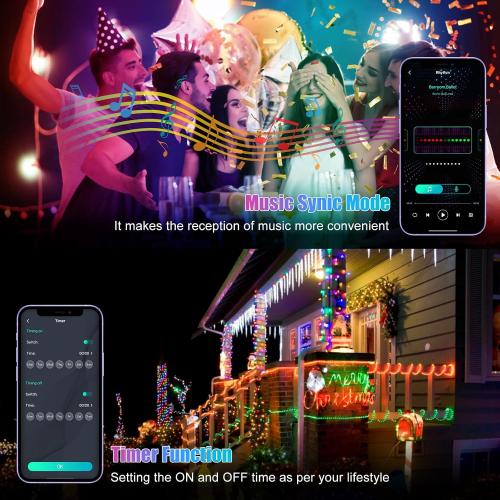100 LEDs RGB Smart IC Fairy Lights, [APP & Remote Control] 33FT/10M Multicolor String Lights Indoor, USB Powered & IP65 Waterproof, Christmas Light Decoration for Outdoor, Christmas, Bedroom
