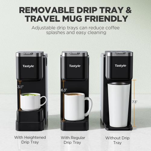 Tastyle Single Serve Coffee Maker with Built-in Detachable Milk Frother