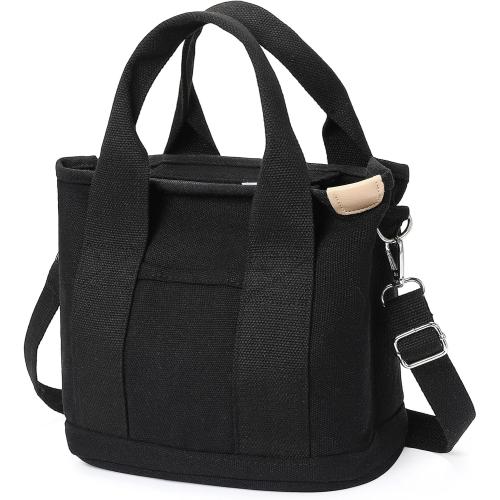 Small Tote Bags for Women Canvas Purses with Zipper Crossbody Mini Tote Satchel Hobo Work Beach Bag Shoulder Handbags