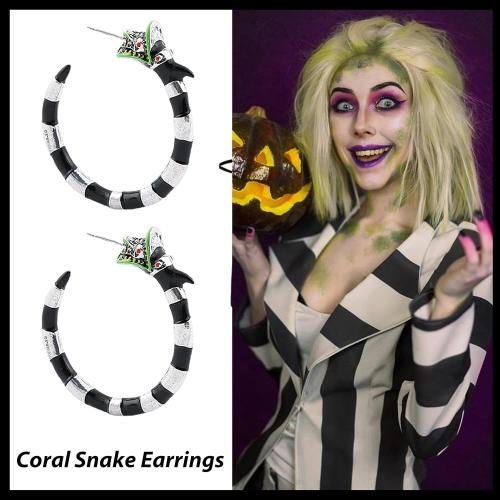 Coral Snake Earrings for Women Halloween Snake Hoop Earrings Gothic Punk Jewelry Halloween Cosplay Costume Shirts Accessories