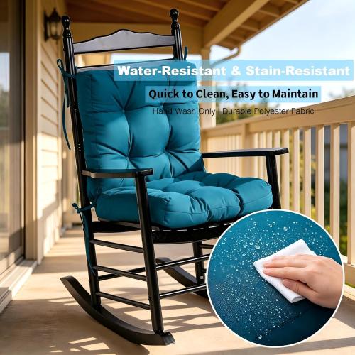 ‼️ONE IS USED WITH MILD FUR ‼️QILLOWAY Outdoor Chair Cushion for Patio Furniture, Waterproof Patio Cushions Set of 2 with Ties, Fade Resistant Replacement Pads for Outdoor Rocking Chairs,Peacock