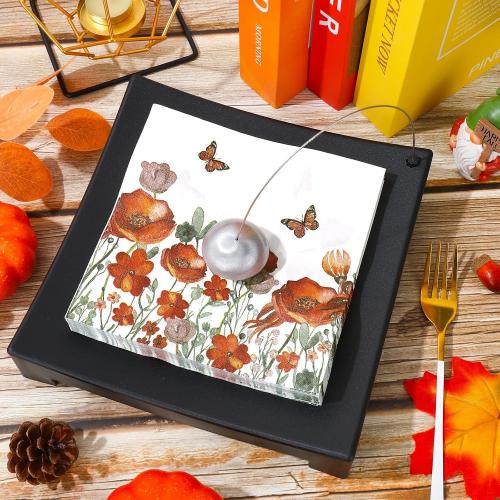 JarThenaAMCS 50Pcs Fall Floral Paper Napkins  for Thanksgiving Harvest Wedding Birthday Party Supplies
