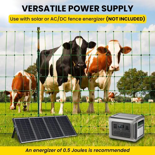 Electric Fence Netting, 42.6 H x 164'L Electric Anti-Predator Poultry Fence, PE Net Fencing Kit with 14 Posts Double Spiked, Movable Livestock Nets for Sheep, Hogs, Cattle and Other Big Poultry