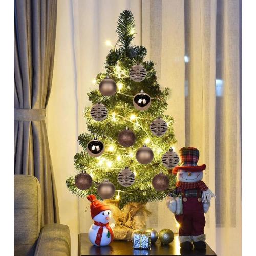 3.15 Christmas Ball Ornaments Brown 12 Pcs Shatterproof Christmas Tree Decorations Xmas Tree Medium Christmas Ornaments Balls with Hanging Loop for Halloween Wedding Holiday Party Wreath Home Decor