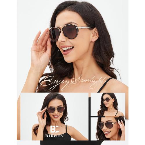 BIRCEN Polarized Sunglasses for Women UV - Protection Womens Retro Mirrored Shades with Acetate Frame BC2001