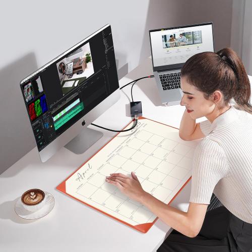 Gannyfer Desk Calendar 2025-2026 with Desktop Mat, Simplified Large 22 x 17 Desktop Pad Calendar, 18-Month Table Calendar from Jan 2025 to Jun 2026, Office Supplies Perfect for Home School and Office - Orange