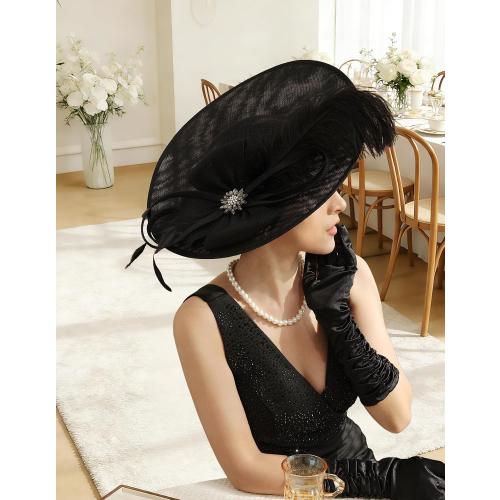 Unpifolov Fascinators Hats Elegant Women Flower Mesh Feathers Wedding Cocktail Bride Headband for Derby Hat Tea Party