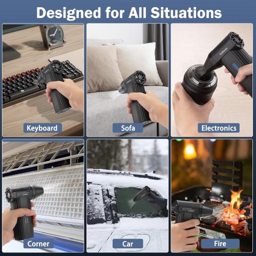 Compressed-Air-Duster Brushless Electric Air Blower, Mini Powerful Cordless Rechargeable 8000mAh Battery Jet Dry Portable Jet Turbo Fan Dust Snow Blower for Cleaning Car/Keyboard/PC/Home