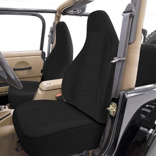Seat Covers Compatible with Jeep Wrangler TJ 1997-2002 Full Set, Air-Mesh Breathable Automotive Cover Cushion Accessories (All Black)