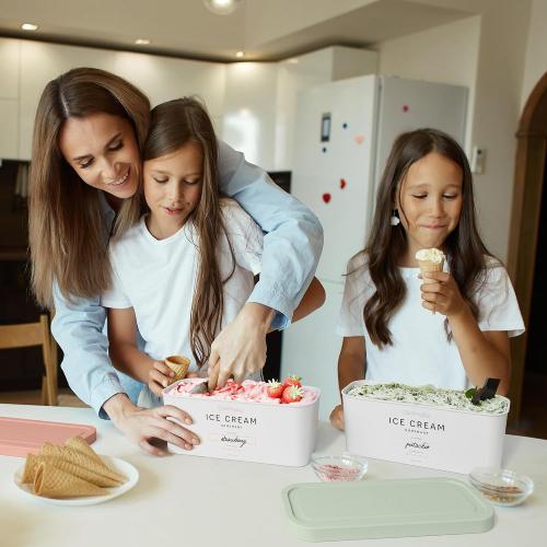ZICOTO Set of 2 Reusable Ice Cream Tub Containers 2 Quart Each with Lids