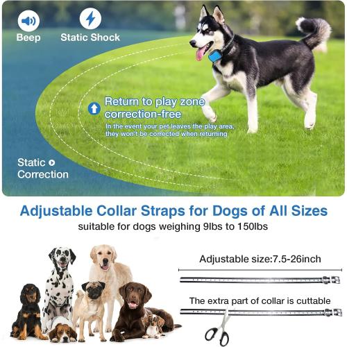 MASBRILL Electric Fence for Dogs, 2024 Upgraded Underground Above Ground Electric Dog Fence Pet Containment System with Waterproof Rechargeable Training Collar, Tone/Shock Correction