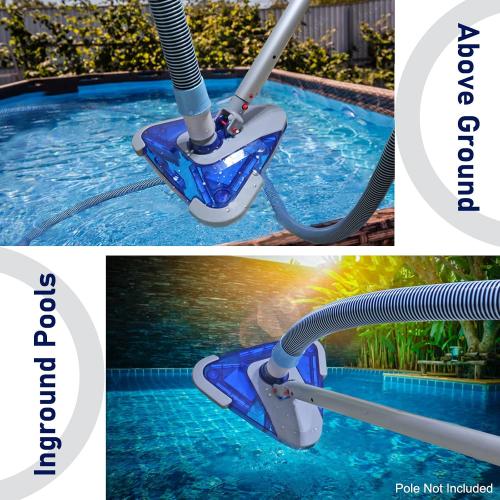 Size 1-1/2-Inch x 24-Feet Swimming Pool Vacuum Hoses with Swivel Cuff and Triangular Weighted Flex Vacuum Head, Perfect for Above Ground and Small Inground Pools