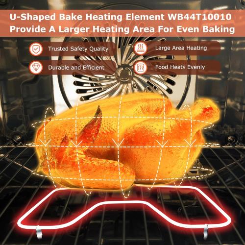 Replacement GE Oven Bottom Heating Element WB44T10010 - Compatible with GE Spectra Oven Element, 2585W, 240V, Fast Heating & Easy Installation