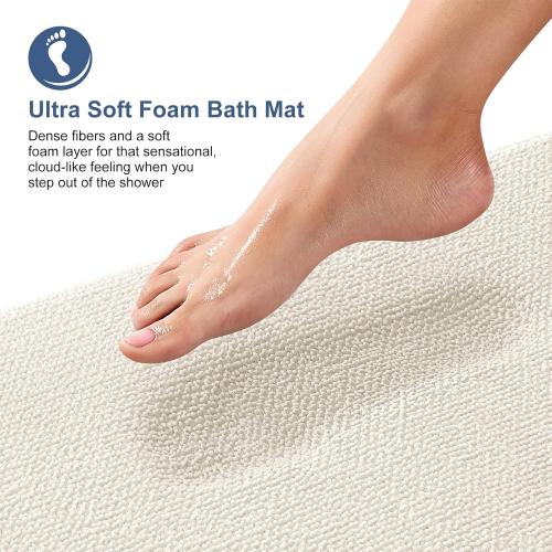 OLANLY Thick Memory Foam Bath Mat Rug 30x20, Extra Soft Absorbent Bathroom Rug, Quick Dry Bath Mats, Non-Slip, Machine Washable Carpet for Bathroom, Tub and Shower, Home Decor Accessories, Ivory