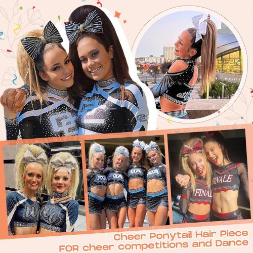 SEIKEA Cheer Ponytail Hair Piece, 100% Super Protein Fiber Straight Cheerleader Hairpiece Lightweight Silky Smooth Fluffy 18 Ponytail Extension for Cheerleader Competition, Dance Cream Blonde