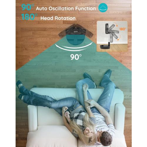 Primevolve Portable Oscillating Standing Fan,Rechargeable Battery Operated USB Floor Table Desk Fan with Remote, Bedroom Camping Travel Fans Black 7.7