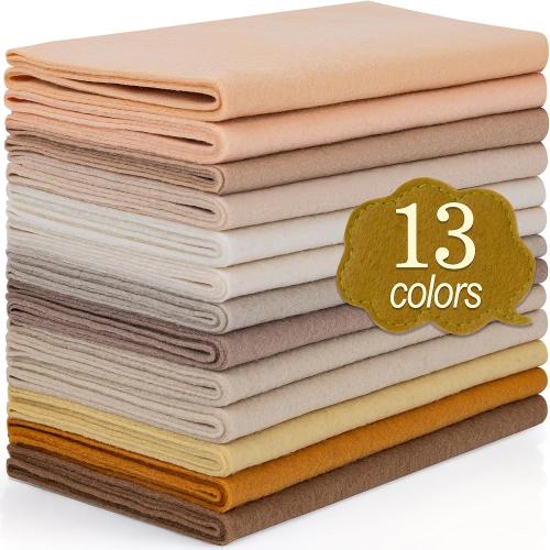 XSEINO 13 Rolls 8x35 1.4mm Thick Soft Felt Fabric Sheet 13 Assorted Light Brown Series Colors Felt Pack for DIY Craft Sewing Squares Nonwoven Patchwork