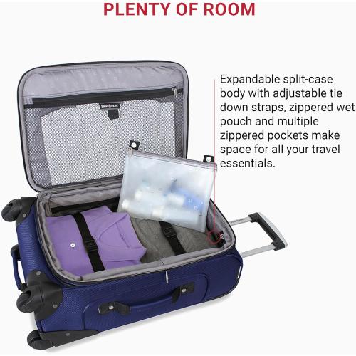 SwissGear Sion Softside Expandable Luggage, Blue, Carry-On 21-Inch