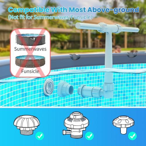 Pool Fountain for Above and In-Ground Pools, Dual Spray Waterfall Sprinkler Fountain, Above Ground Pool Accessories, Adjustable Waterfall Cooling and Relaxation