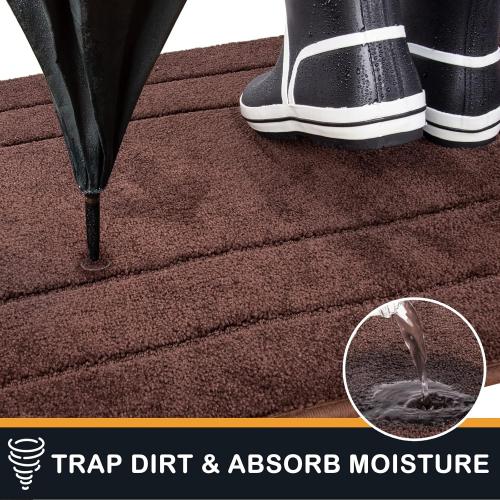 PURRUGS Dirt Trapping Door Mat 32 x 70, Non-Slip/Skid Machine Washable Entryway Rug, Dog Doormat, Super Absorbent Welcome Mat for Muddy Wet Shoes and Paws, Brown