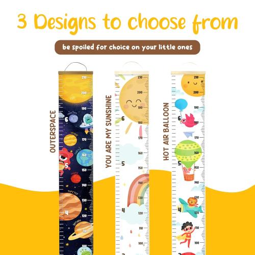 Kids Growth Chart for Wall - 82x7.9 Premium Canvas Removable Height Chart for Kids Height Measurement for Wall, Height Chart Measuring for Kids & Baby, Child Height Wall Chart