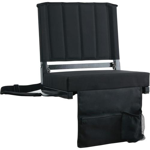SPORT BEATS Stadium Seats with Back Support Bleacher Chairs with Back and Cushion Thick Padded Bleacher Seats Includes Shoulder Strap Black 1pc Regular - 17 W x 12 D x 16.5 H