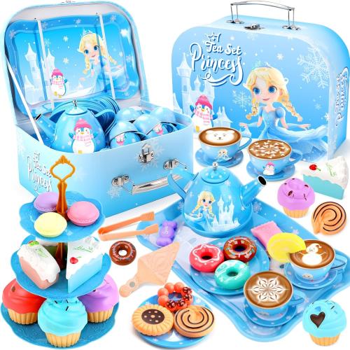 INNOCHEER Tea Party Set for Little Girls Toys, Toys for Kids, Tea Sets for Toddlers 3-5, Pretend Play Kitchen Toy, Birthday Christmas Princess Gifts Toys for 3 4 5 6 7   Year Old Girls