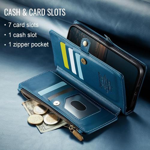 Defencase for iPhone 15 Wallet Case with RFID Blocking Card Holder, Blue