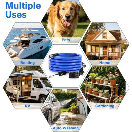25FT Drinking Water Hose, Heated Anti Freeze Garden Hose Camper | BPA free non-toxic drinking water heated anti-freeze hose ideal for camper rv marine boat and garden home use