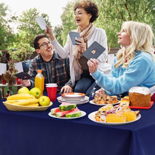 10 Pack Navy Blue Disposable Tablecloth, 54×108 Inches Waterproof Plastic Rectangle Table Cover, Leakproof & Sturdy Table Cloth for Thanksgiving, Veterans Day, Holiday Party Decoration