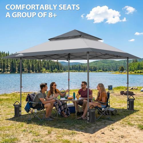 ‼️could have missing items and stains‼️EAGLE PEAK 13x13 Pop Up Canopy Tent, Auto Extended Eaves, Light Gray | Easy Setup, Heavy Duty Outdoor Canopy Tent, Pop Up Gazebo for Backyard, Patio, Camping & Parties, Wheeled Carry Bag, UPF 50