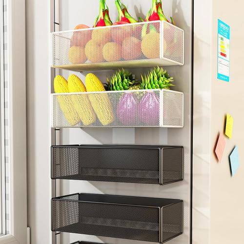 Magnetic Basket Organizer Holder for Fridge Magnetic Storage Bin Box Containers for Refrigerator Whiteboard Classroom (Large, White)