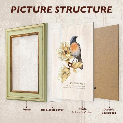 AAQ 4 Pack 4x6 Picture Frame - Picture Frames with HD Plastic Cover,Photo Frame for Wall & Tabletop Picture Frames