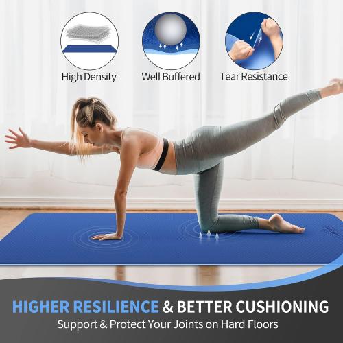 Size72/84x 32x 1/4 Color Blue  Extra Wide Yoga Mat for Women and Men (72/84x 32x 1/4) TPE Workout Mat, Non-slip Large Exercise Fitness Mat for Yoga, Pilates, Workout
