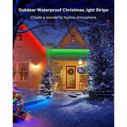 100FT Outdoor LED Strip Lights Waterproof (2 Rolls of 50ft) IP65 Led Strip Lights with Remote, RGB Color Changing Christmas Rope Lights for Outside