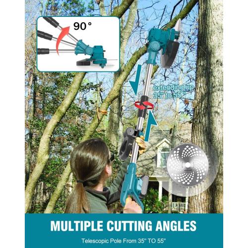 Electric Weed Wacker Cordless, 21V Electric Weed Cordless Eater Battery Powered with 2Pcs 4.0Ah Batteries, 3 in 1 Stringless Grass Trimmer/Edger/Brush Cutter for Lawn Yard Garden