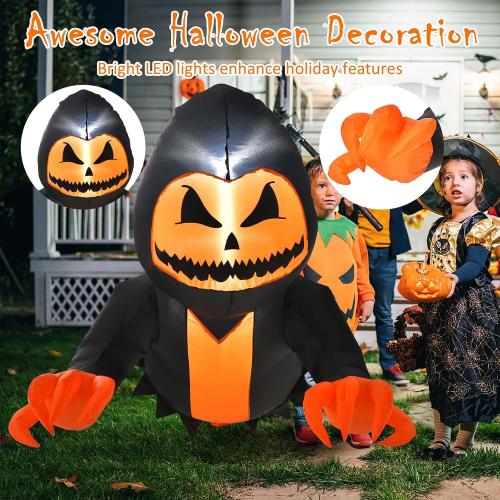 3.3 Ft Halloween Inflatable Pumpkin Ghost Broke Out from Window Black