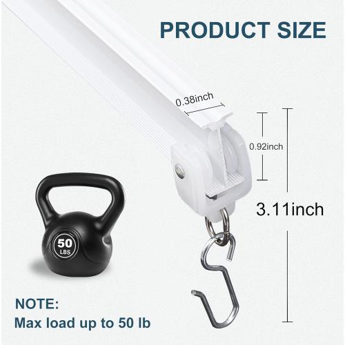 Ceiling Curtains Track System, Flexible & Bendable Curtain Tracks for Ceiling Mount, Heavy Duty Aluminum Sliding Room Divider Track Rail with Hooks for Living Room, RV, Office, White, 6ft