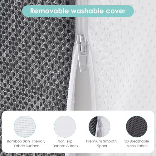 Cozymaker 7.5 Bed Wedge Pillow for Sleeping After Surgery, Back Support, Leg Elevation, Gerd Acid Reflux, Neck Pain, Snoring, Cooling Memory Foam Triangle Incline Wedge, Removable Washable Cover