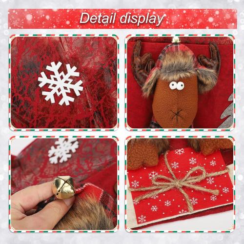 Christmas Chair Covers, Chair Back Covers for Xmas Banquet, Red Christmas Dining Room Chair Covers, Chair Covers Seat Protector for Home Kitchen Decor (Elk)