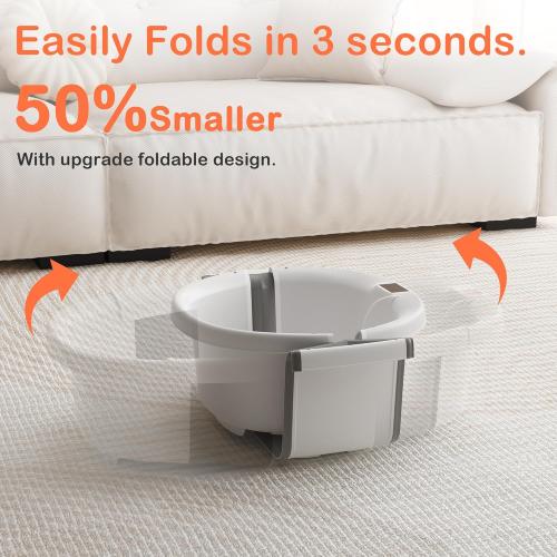 Collapsible Baby Bathtub - Large Baby Bath Tub with Thermometer & Cushion | Travel Portable Newborn Infant Bathtub | Foldable Toddler Bathtub for Baby 0 to 36 Months (Grey)
