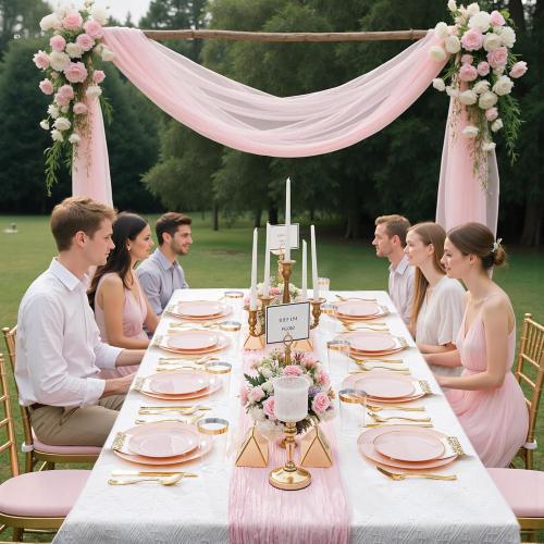 Supernal 350pcs Pink Plastic Plates,Plates Disposable